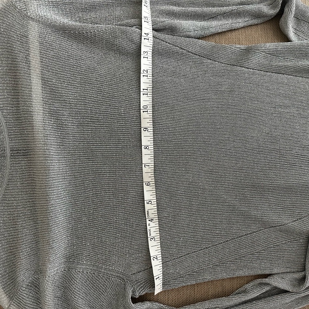 Rag & Bone Sheer Pryia Silver Festive Shimmer Holiday Turtleneck Top - Picture 9 of 11